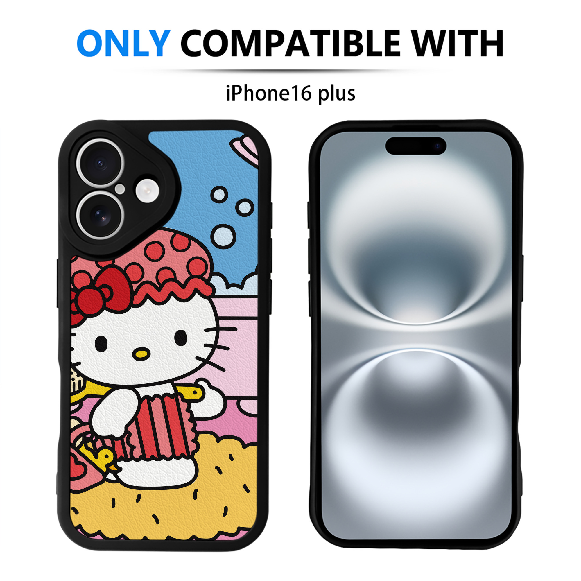 （画像用） Hello Kitty ハローキティ 【iPhone 16シリーズ対応】シリコンスマホケース（レザー調） 材質：シリコン